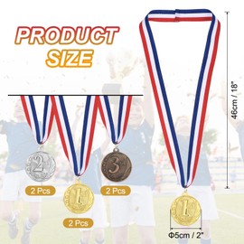 MECCANIXITY Gold Silver Bronze Award Medals 2 Inch, 1st 2ed 3rd Place Metal Winner Medals with Neck Ribbon for Team Sports Games Party Favors 6 Pieces