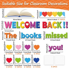 Chunnin Heart Reading Bulletin Board Decorations Set Classroom Colorful Heart Bulletin Board Border Cutout Welcome Back The Book Missed You Bulletin Board Craft Home School Library Wall Decor Supplies