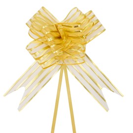 Time to Sparkle 20 PCS Pull Bows 5 * 78cm Large Organza Pull Bow Gift Wrapping Bows Present with Ribbon for Wedding Party Christmas Valentine's Day Gold