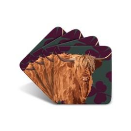 Highland Cow - Set of 4 Coasters - Leslie Gerry Animal Gifts