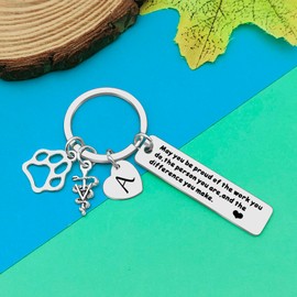 Dabihu Veterinarian Appreciation Gifts Vet Tech Thank You Keychain A Initial Letter Keychain Veterinary Student Graduation Gift