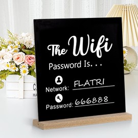 FLATRI Wifi Sign, Wooden Wifi Sign for Guests for Restaurant Supermarket Office Home Bar Coffee, 8.46 * 8.46 Inch Wifi Password Signs for Home Essentials