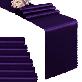 VACVELT 6 Pack Purple Satin Table Runner, 12 x 72 Inches, Wedding Table Runner Decorations