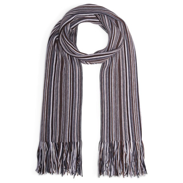 LOVARZI Men's Wool Scarf for Winter - Grey, Brown and
