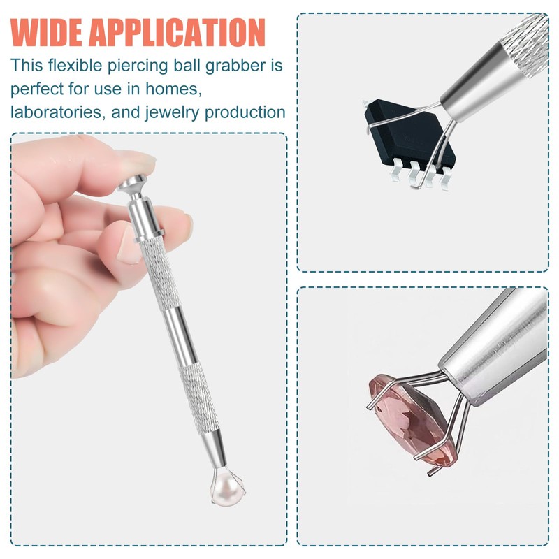 2 Pcs Piercing Ball Grabber Tool, Jewelry Pickup Tools with