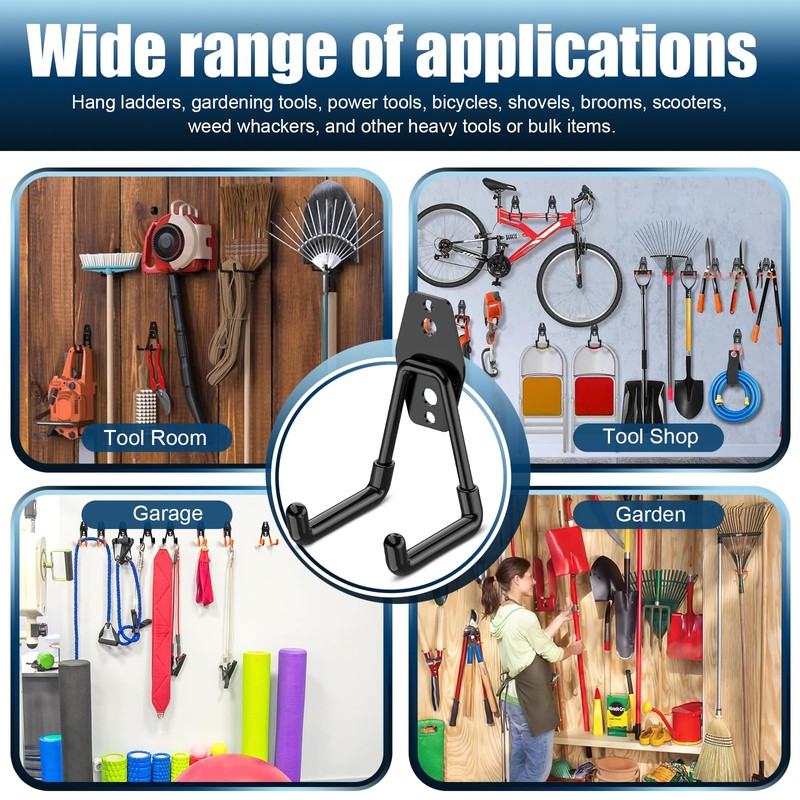 Garage Hooks Wall Mounted, 4 Pcs Heavy Duty Garage Hanger,