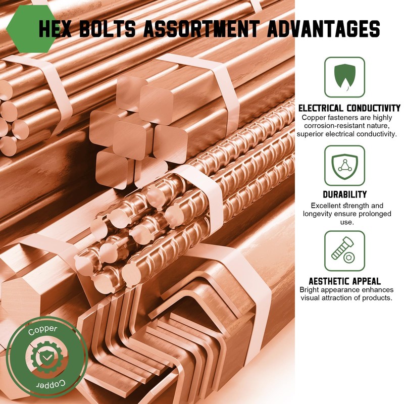 uxcell Hex Socket Bolts Kits (M6), Red Copper Cup-Shaped Head