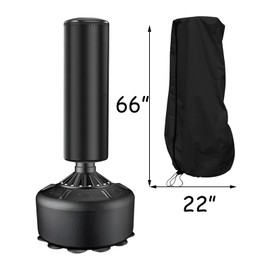 HEVSTIL Free Standing Punching Bag Cover Outdoor Waterproof, Standing Boxing Bag Cover,Adjustable Thickened Heavy Punching Bag for Punching Bag, Boxing Bag Protective Cover,66 inch (Black)