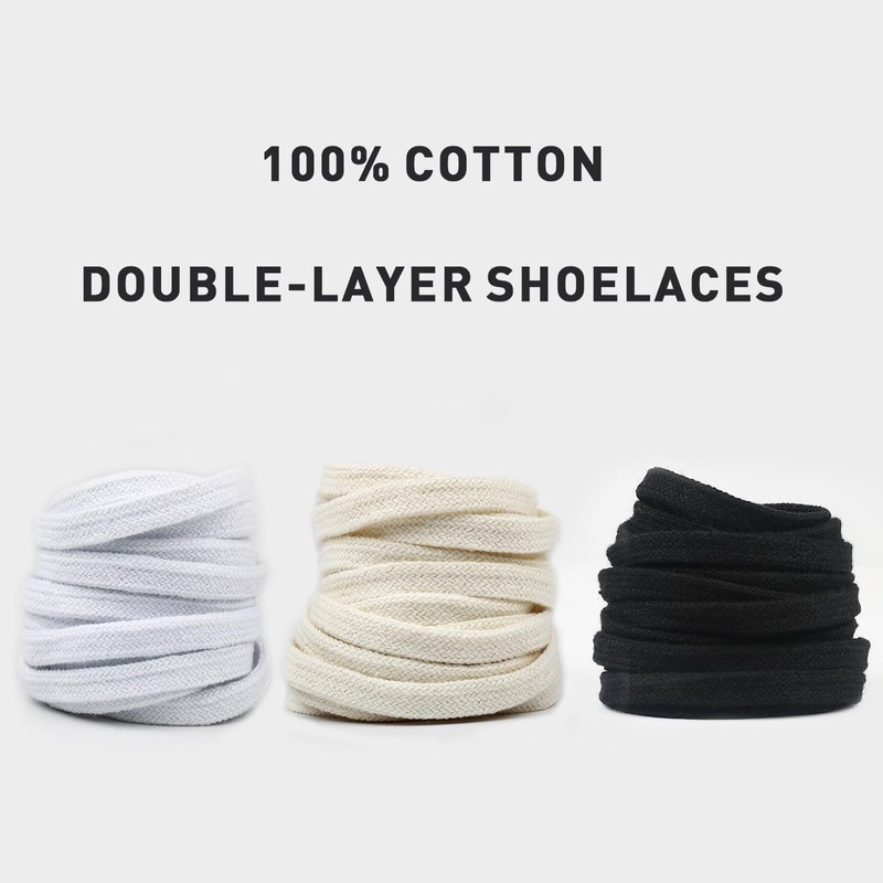 UamGlsob 5/16" Flat Cotton Shoe Laces for Sneakers, Wide Replacement