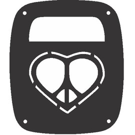 JeepTails Peace Heart Tail lamp Light Covers Compatible with Jeep Wrangler YJ and TJ - Black - Set of 2