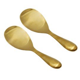 2 Pack 8 Inch Stainless Steel Rice Spoons, Thickened Heat Resistant Serving Spoon, for Kitchen, Gold