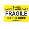 ClearZip 2" x 3" Yellow Fragile Stickers, 50 Pack