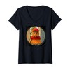 Womens Orange Tabby Cat Pizza Delivery Peephole V-Neck T-Shirt