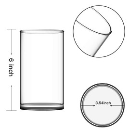 HWASHIN Set of 12 Clear Glass Cylinder Vases (2 Sponge Brushes Included), 3.5” W x 6” H, Flowers Vases, Decorative Centerpieces for Home, Events or Weddings