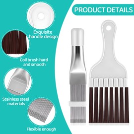 WHYCNJL Pack of 2 Condenser Cleaning Comb, Air Conditioning Condenser Fin Comb Dryer, Lamellar Comb Stainless Steel Fin Cleaning Brush Evaporator Cooler Repair Tool