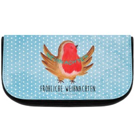 Mr. & Mrs. Panda Cosmetic Bag Robin Christmas Gift Makeup Bag Toiletry Bag Winter Christmas Greeting Christmas Decoration, blue, Hand Drawn