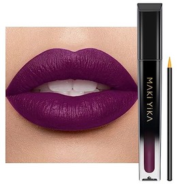 MAKI YIKA - Lápiz labial mate morado oscuro de larga duración que no se mancha