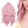 LC210-1 Curly Wavy Wig Pink Pastel Short Bob Synthetic Wigs