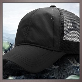 One Limitation CP428 Plain Logo Lightweight Mesh Cap, Airsoft Game, Simple, Baseball Cap, Men's, Women's,, Black, Free size