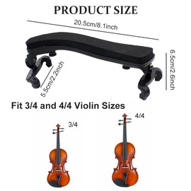 Violin Shoulder Rest for 3/4 and 4/4 Violin, Violin Shoulder Support, Adjustable Shoulder Holder Violin, Violin Shoulder Support for 3/4 Violins, Shoulder Rest for Violins