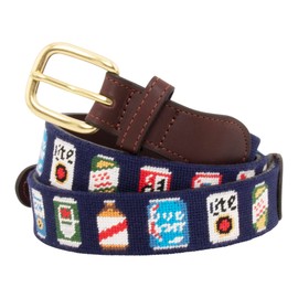 Cinturones de piel de grano completo para hombres hechos a mano con hebilla de algodón y latón macizo, Lata de cerveza, 44