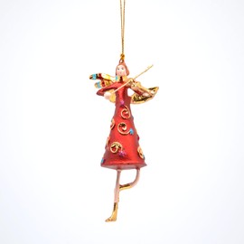 Angel Christmas Tree Decoration Figure Decoration Hanging Christmas Tree Decoration Ornament 12 cm (Red with Violin)