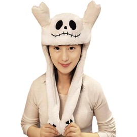 amaletPlay Skulls Halloween Hat, Moving Ears, Kigurumi Cap, Skull Skeleton