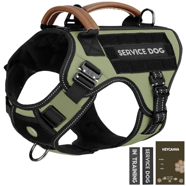 Service Dog Vest - HEYCAHVA Tactical Dog Harness Full Metal