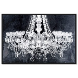 The Oliver Gal Artist Co. Fashion and Glam Framed Wall Art Canvas Prints 'Breakfast at Tiffany's' Chandeliers Home Décor, 15" x 10", Black, White