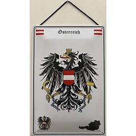 Blechschild Blechemma with Cord 30 x 20 cm Eagle Coat of Arms Austria with Card