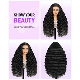 Megalook hair Glueless Loose Deep Wave Lace Front Wigs Human Hair Pre Plucked Pre Cut 6x5 HD Closure Wig 12A Loose Curly Wave Wig Pre Bleached Glueless Wigs Human Hair 22 Inch