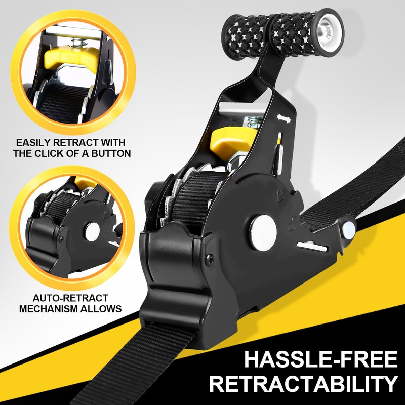 BCJCLTS Retractable Ratchet Straps,1" x 10' Heavy Duty Ratchet Straps
