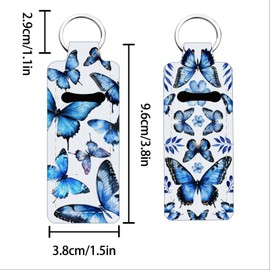 FREEBLOSS 2Pcs Butterfly Lip Balm Holders Sleeves Keychain Chapstick Keychains Lipstick Holder Keychain Chapstick Holder Key Chain for Women Elastic Sleeves for Lipstick 1.5x3.8''