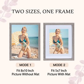 LYYYXGYP 8x10 Picture Frame with Mat Wood Grain Gray Photo Frame 8 x 10 Matted to 5x7 for Wall Mounting and Tabletop Display 4 Pack