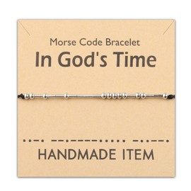 PLITI Christian Gift Religious Gift Bible Verse Gift Faith Gift In God's Time Morse Code Bracelet For Women (God's Time Morse bgU)