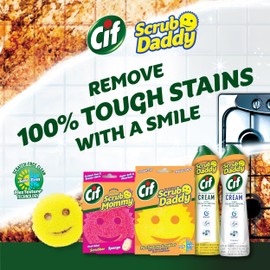 Scrub Daddy Cif Cream All Purpose Cleaner, Lemon - Multi Surface Household Cleaning Cream for Glass, Chrome, Granite, Sink, Gold, Marble & Countertops - 3 Pack (16.9 Oz Each)