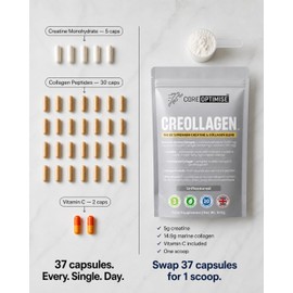 Creollagen™ – 5,000mg Creatine Monohydrate & 14,900mg Marine Collagen Peptides | Premium Blend with Vitamin C | Strength, Recovery, Joint & Skin Support | 30 Servings | Made in UK (Unflavoured)