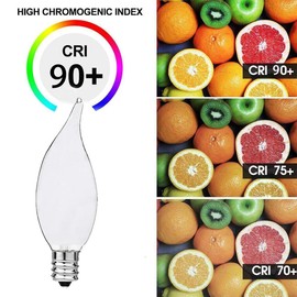 Jacqings Candelabra Flame Tip Frosted,Frosted Flame Tip Chandelier Light Bulb, CA10 60W E12 Base, Decorative Incandescent Light Bulbs 120V for Chandeliers, Ceiling Fan Lights, Wall Sconces, Dimmable