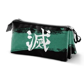 Demon Slayer Sutoriku Triple Pencil Case, Multi-Colour, 23 x 11 cm, multicoloured, Triple Pencil Case Sutoriku