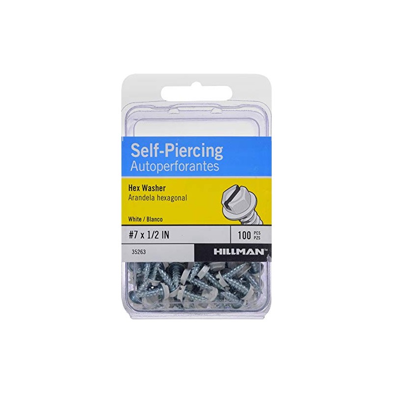 HILLMAN 35263 White Painted Hex Washer-Head Self-Piercing Screws (#7 x