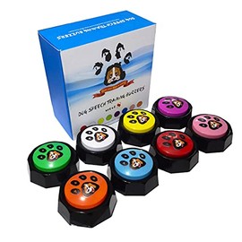KiViRap Set of 8 Colors Dog Buttons-Recordable Button-Pet Traninging Buzzer-Train Your Dog to Voice What They Need (Battery Included)