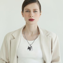 Pocket Watch Necklace Watch Dog Tag Necklace Roman Analog Display Waterproof Pendant Watch Sweater Necklace Chain Fashion Accessories - Birthday Anniversary Christmas Gift, Silver