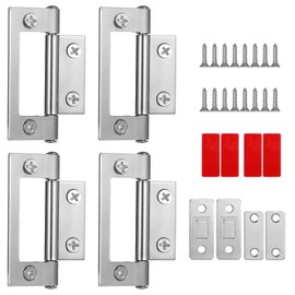 4 PCS Cat Door Silent Hinges with 4 Pcs Kitty Corner Cat Door Hinge, Space-Saving, Easy to Operate, Ideal for Indoor Kitty Doors