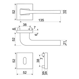 FELGNER Cortina Handle Set for Deadlock | High-Quality Modern Door Panel Door Handles Door Handle Door Handle Rosette for Interior Doors Room Doors Anthracite