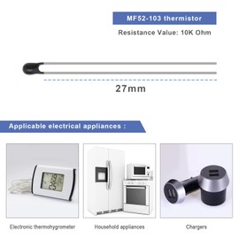 zalati NTC Thermistor Resistors 40pcs MF5A-3 Temperature Sensors for Thermal Protection Circuits in Electrical Appliances - 20pcs 10K & 50K Ohm