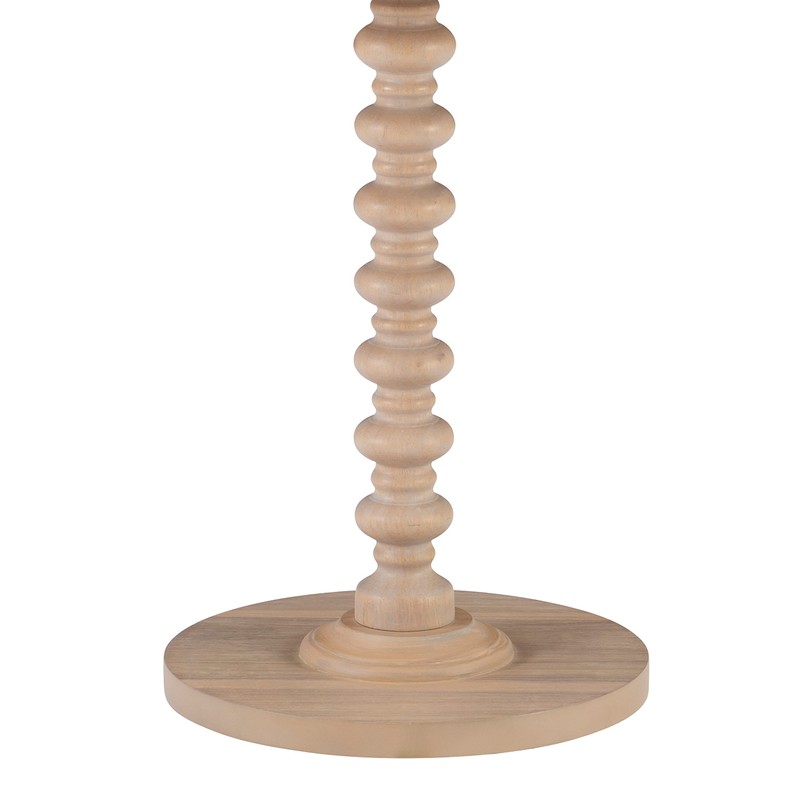 Powell Tarkin Round Natural Wood Turned Spindle Pedestal Side Accent