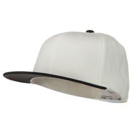 Wool Blend Flat Visor Premium Fitted Cap - White Black L-XL