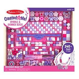 Melissa & Doug Deluxe Collection Wooden Bead Set With 340+ Beads for Jewelry-Making
