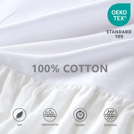 BISELINA White Ruffled Bed Skirt 22-Inch Tailored Drop Cotton Voile Dust Ruffle Soft Cozy Elegant Luxurious Bedding (22" King, White)