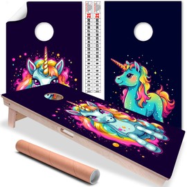 Cornhole Board Wraps & Decals for Boards Set of 2 Skins Professional Vinyl Covers Sticker Colorful Anime Pride Rainbow Cute Unicorn Art Cornhole Wraps Stickers Cornhole Skins Cornhole Wraps for Boards